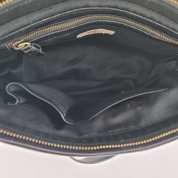 Wilsons Vintage Black Leather Weaved Studded Snap Crossbody Adjustable Purse - Picture 8 of 9